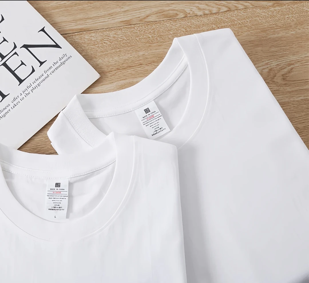 重磅纯棉短袖t恤男女潮牌纯色白色男士圆领短袖男t恤