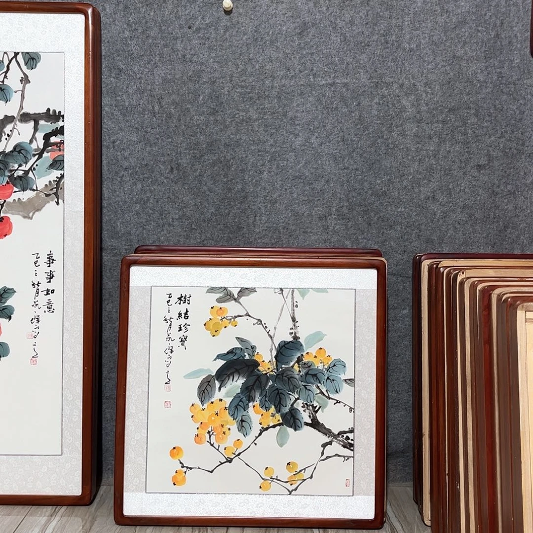 国画书画作品带框63×63