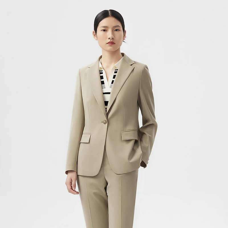 LANCY/朗姿2024春季新款商务经典简约西装外套女收腰通勤气质西服