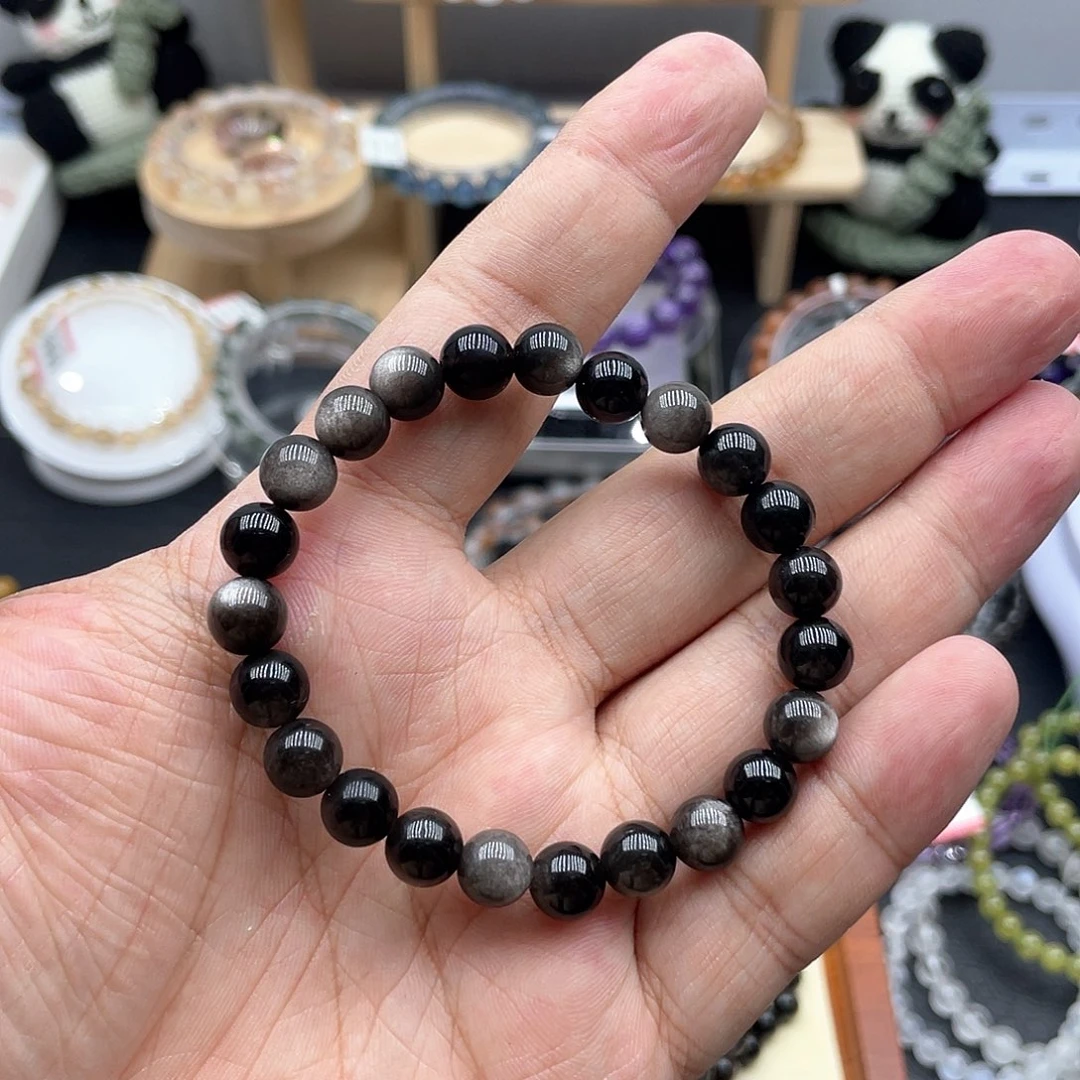 水晶手链未镶嵌银曜石