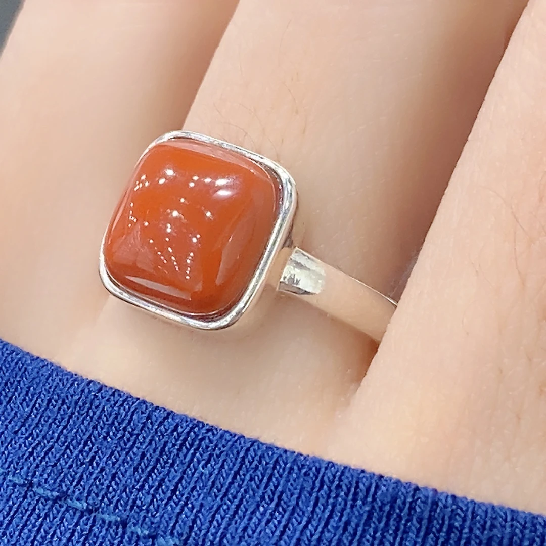 简约小众正方形南红戒指