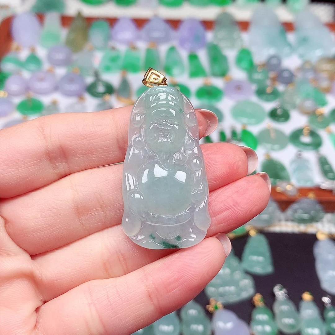 翡翠颈饰18K金镶嵌天然翡翠A货