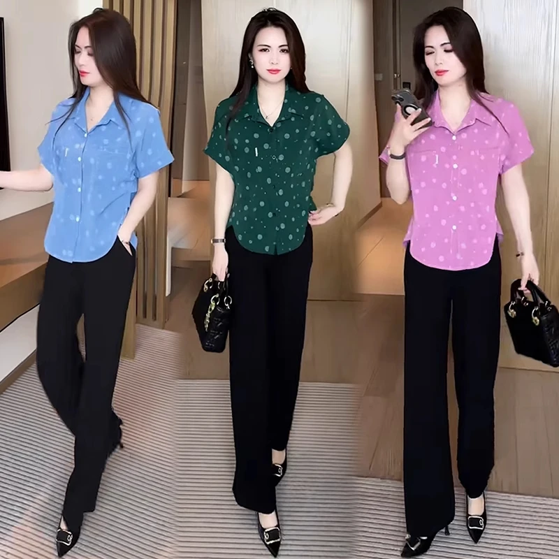 休闲衬衫女士短袖上衣2025夏季新款大码宽松显瘦时尚洋气质质小衫