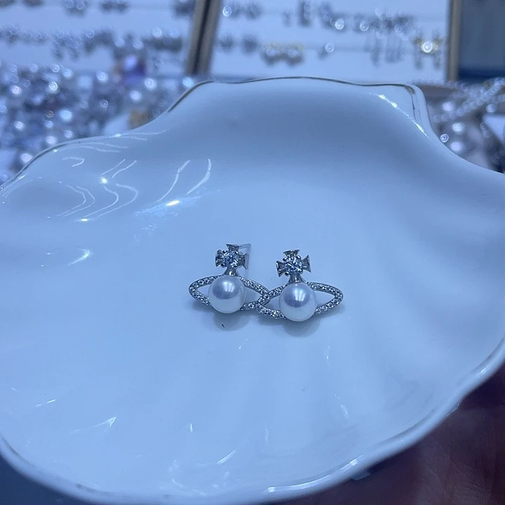 银S925镶嵌淡水珍珠耳饰