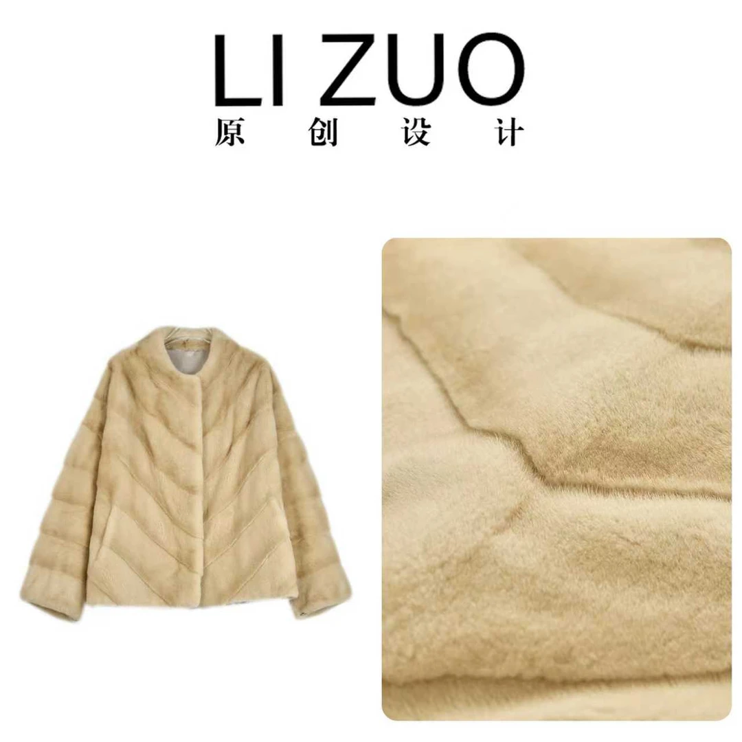 【丹麦进口】皇冠天鹅绒紫标级别时尚圆领貂皮短款外套12032