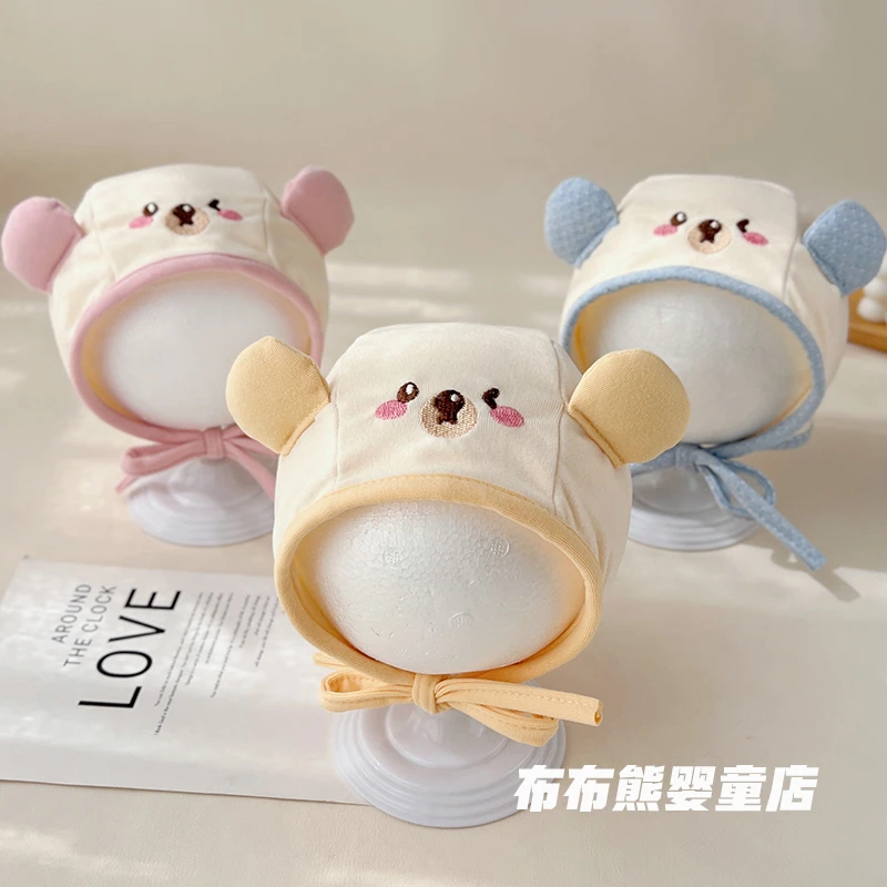 婴儿帽子春秋可爱超萌护耳帽小月龄宝宝秋季外出包头帽婴幼儿胎帽