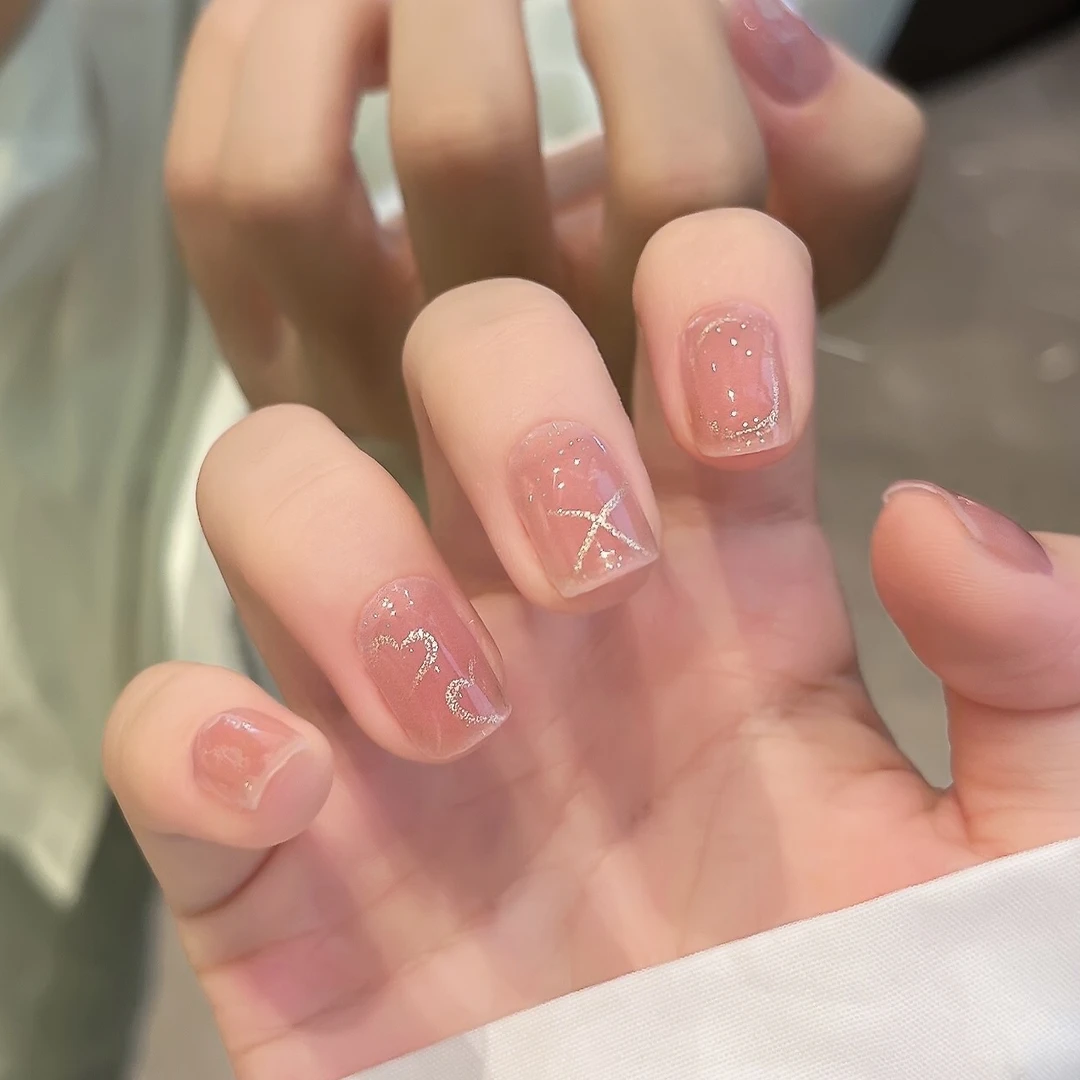 【ES704】半固化凝胶uv半烤美甲贴指甲贴片照灯变硬防水持久穿戴甲