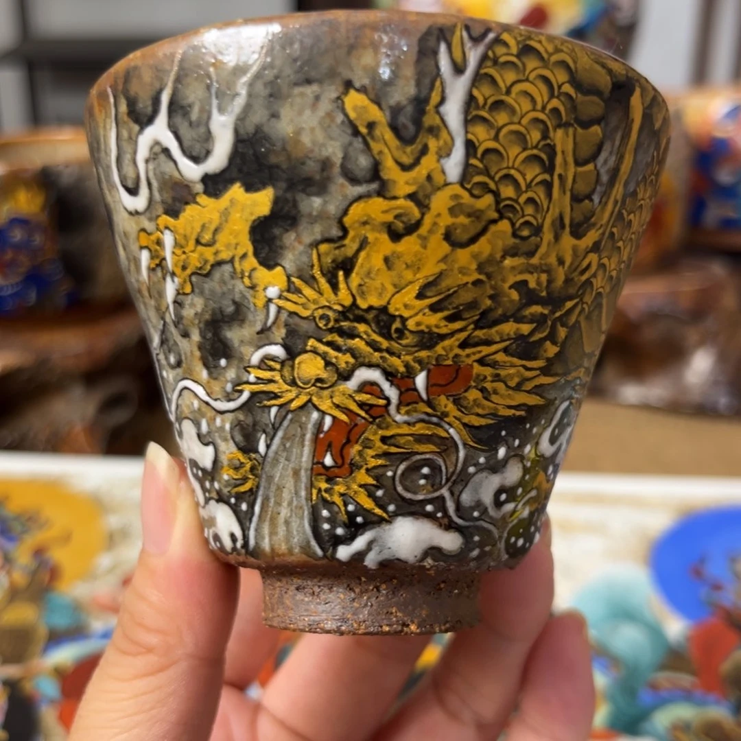 手工手绘龙纹斗笠