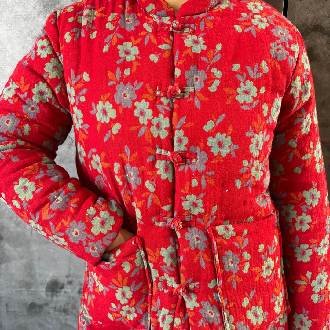 【年终福利】冬季手工 棉花保暖  新年款 对襟棉袄