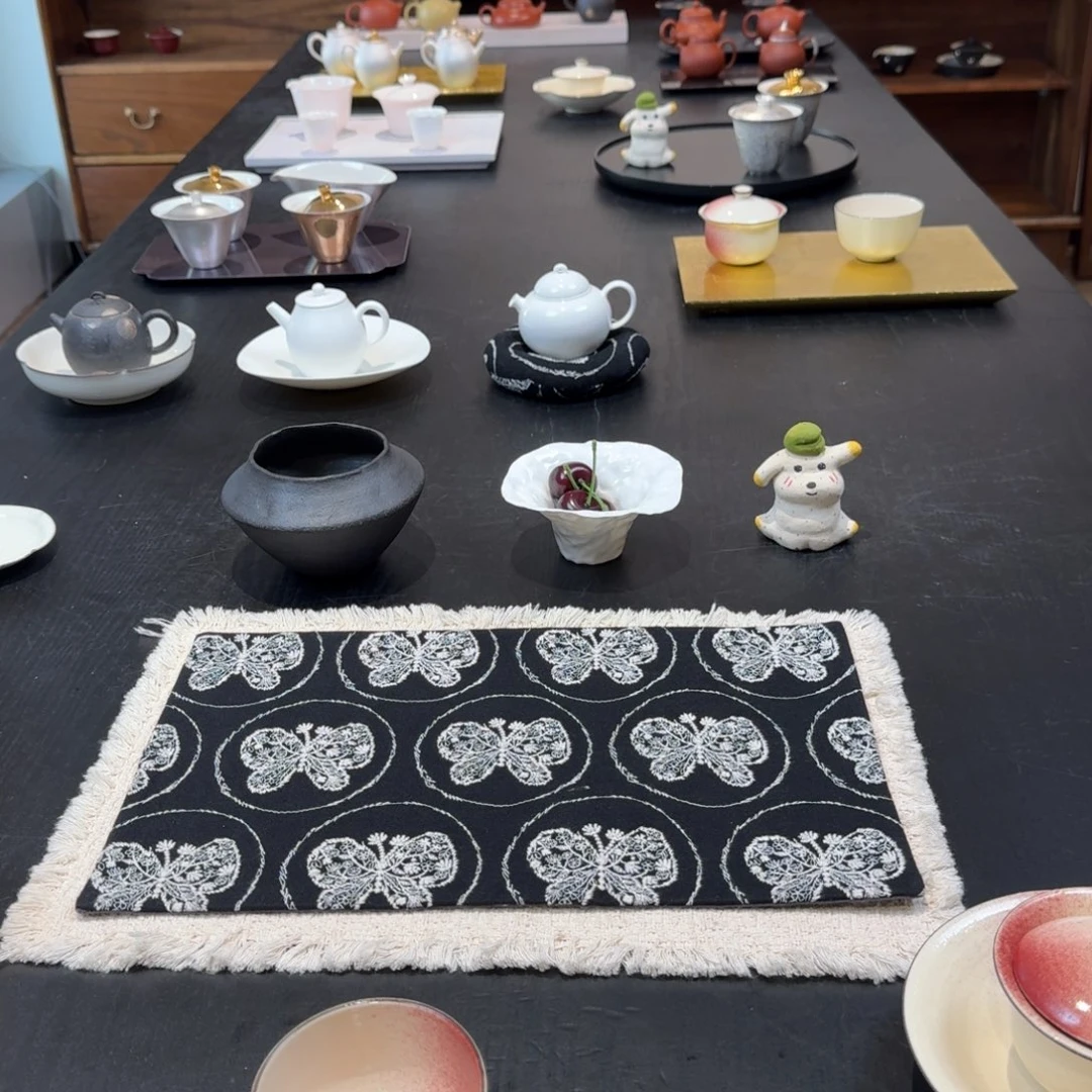 2件套茶席 黑蝴蝶+流苏