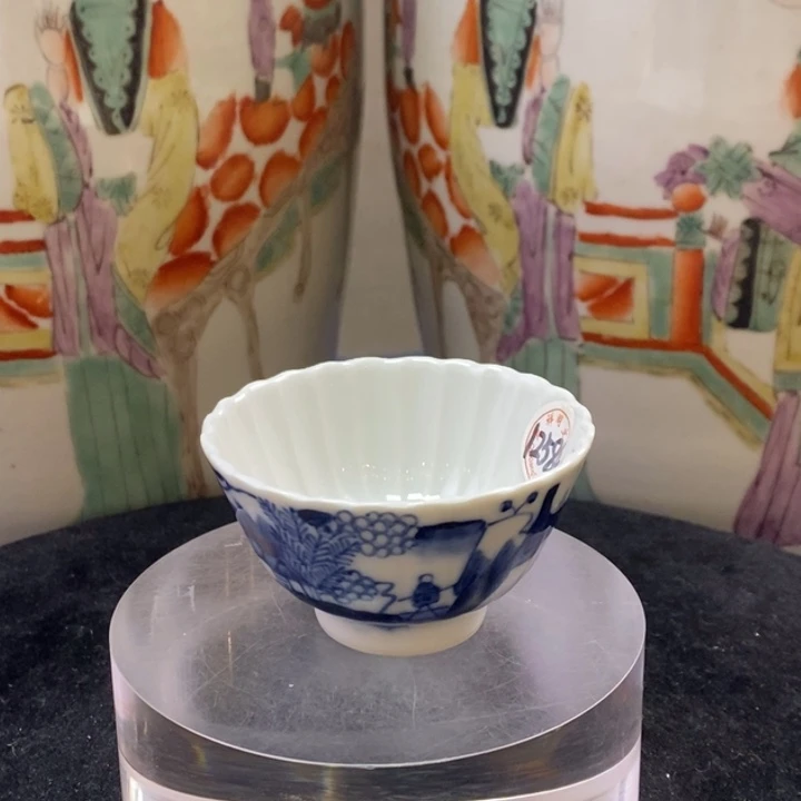 杯子12584青花山水瓜棱茶园