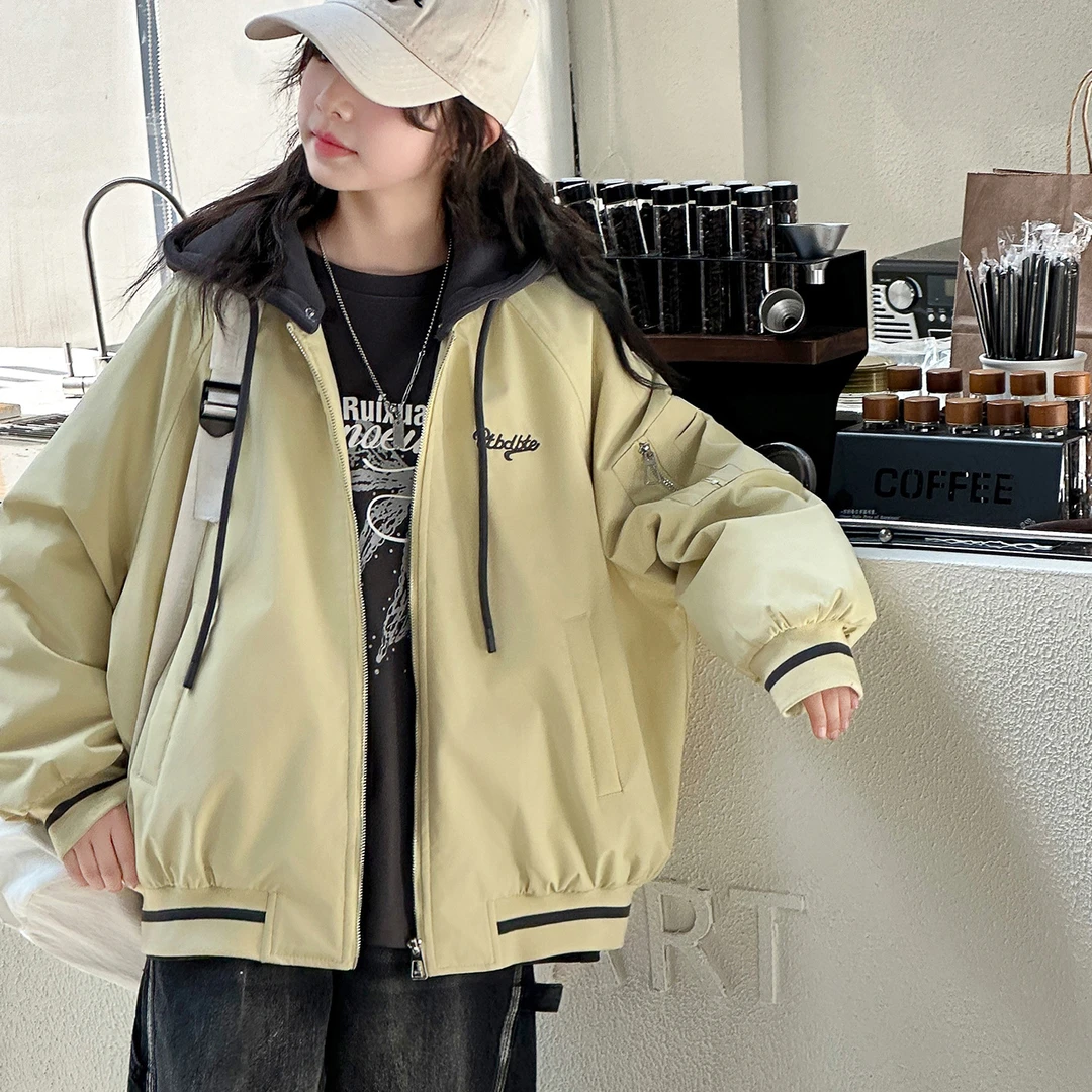 女童夹棉外套2025秋冬新款大童韩版休闲加厚保暖防风夹克棉衣棉服