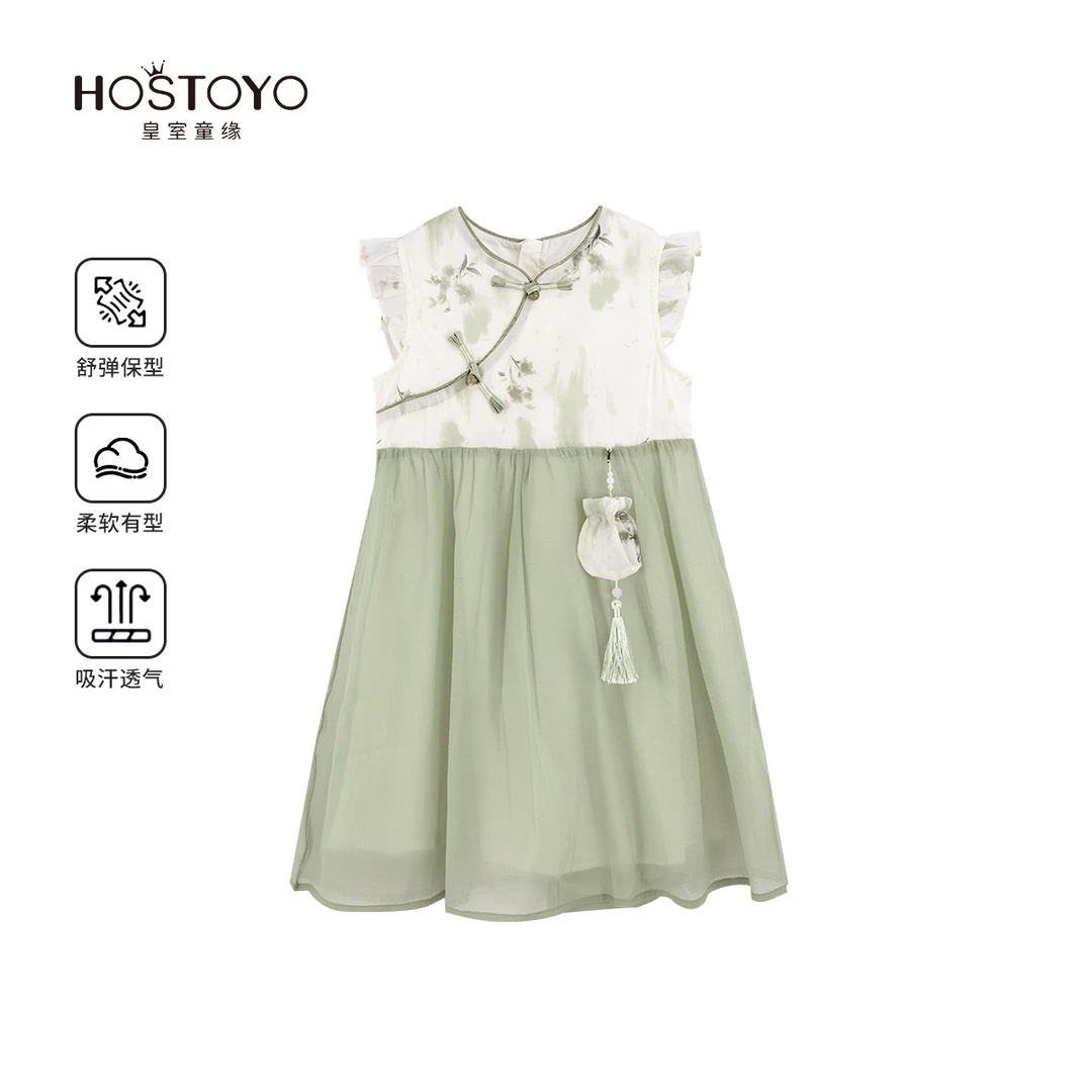 【皇室童缘】2025夏季女童中式碎花雪纺连衣裙15630478015