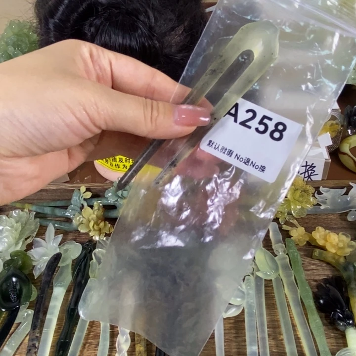 冰***檬蛇纹石玉未镶嵌发饰