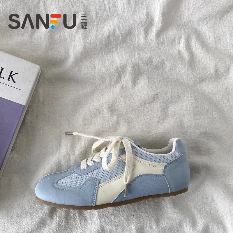 三福防滑马卡龙糖果色系德训鞋女款韩版小众软底阿甘鞋轻便休闲运