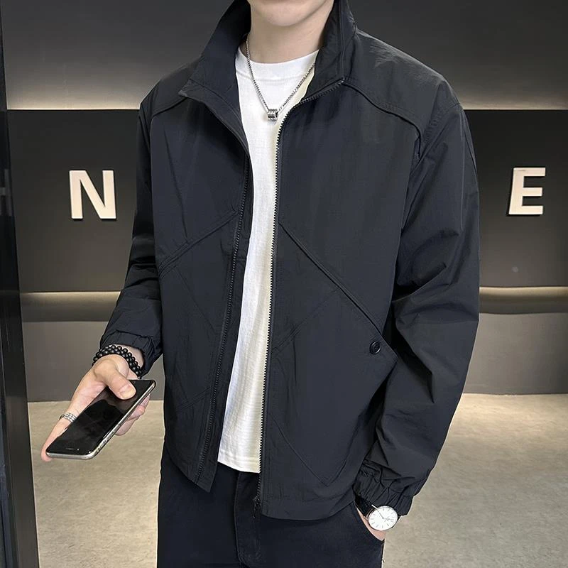 杜拉妮立领外套男秋款工装夹克2025新款百搭上衣服男士爆款棒球服