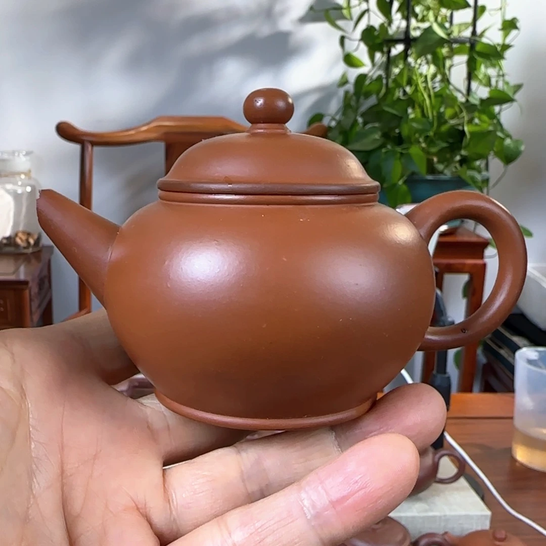 紫砂茶壶如***意水平朱泥