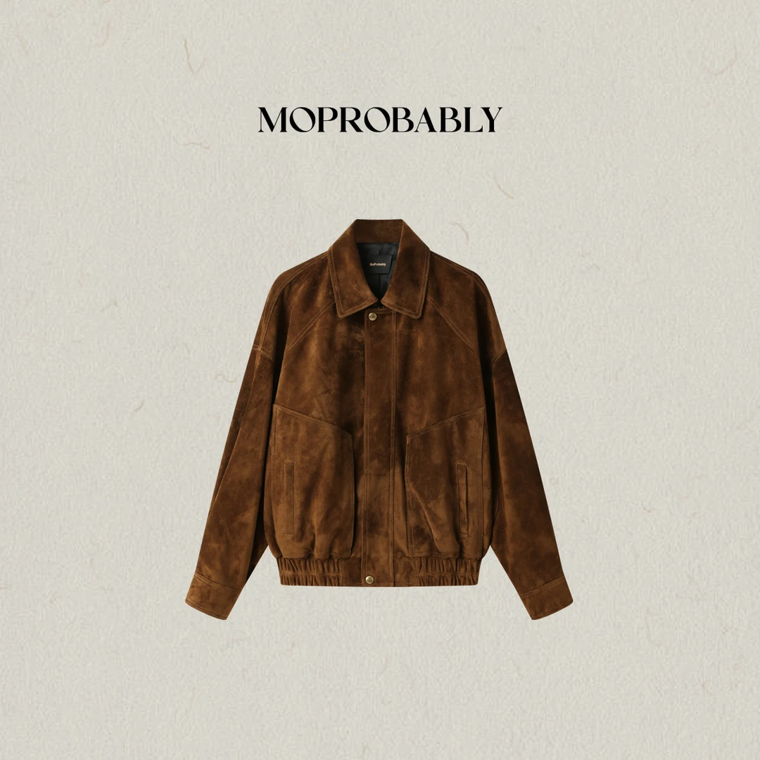 Moprobably李予诺「赤叶」"羊皮革"气质真皮夹克皮衣外套L5382005