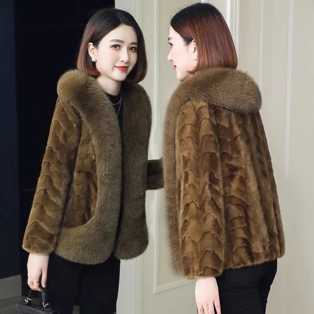 正品海宁貂皮大衣水貂毛皮草2025年新款狐狸毛大毛领百搭皮草外套