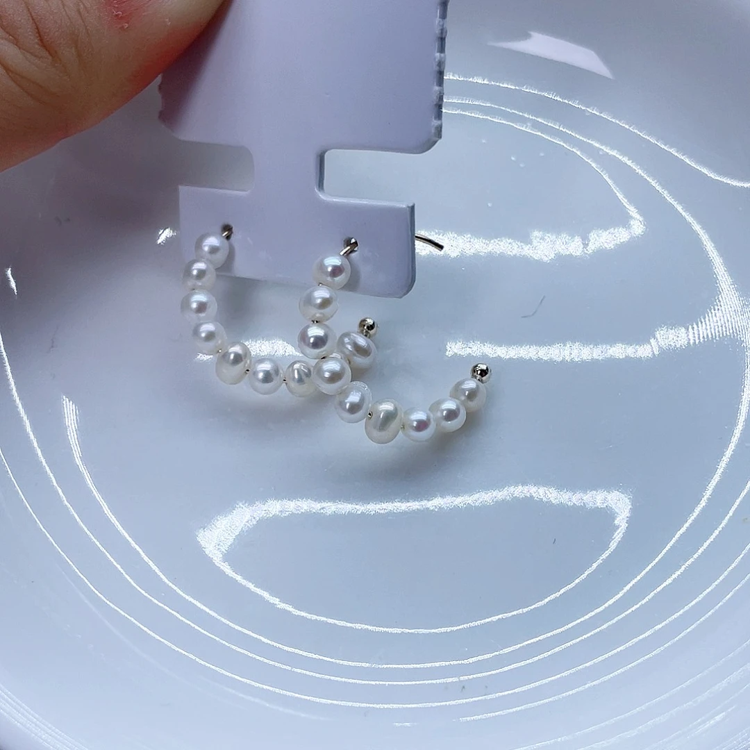 银S925镶嵌耳饰淡水珍珠