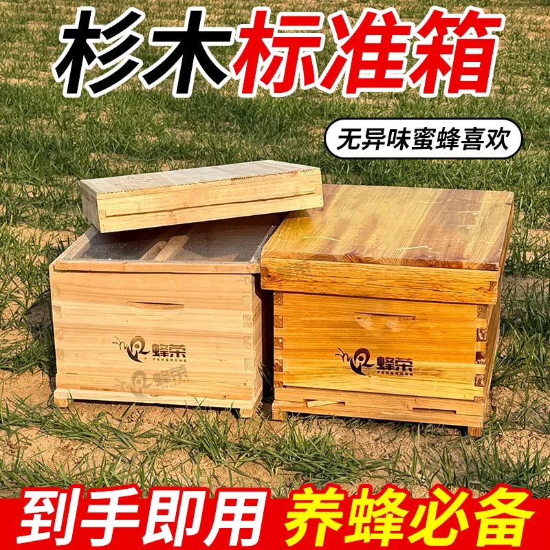 蜂荣标准十框杉木煮蜡中蜂蜂箱意蜂蜂箱养蜂工具厂家直销51*41*26