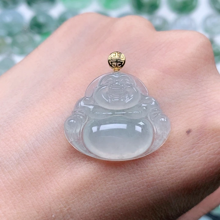 翡翠吊坠(不含链)18K金镶嵌