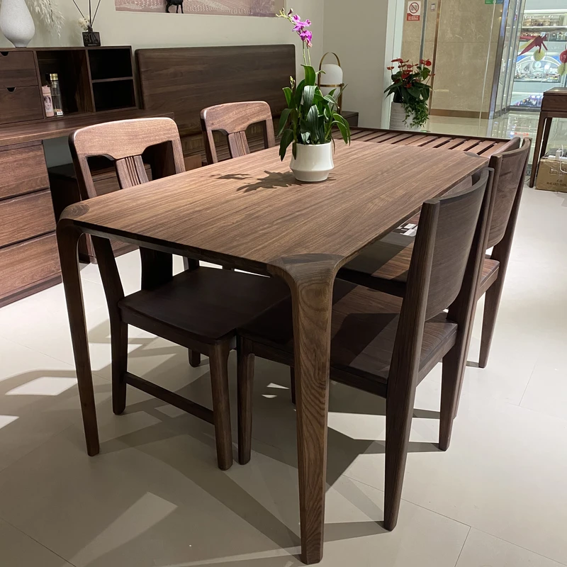 JH1208#实木长餐桌乌金木餐桌餐厅饭桌1.3米1.5米现代简约1.6米