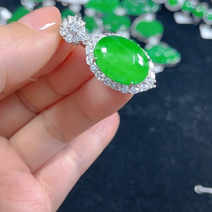 翡翠银S925镶嵌吊坠(不含链)