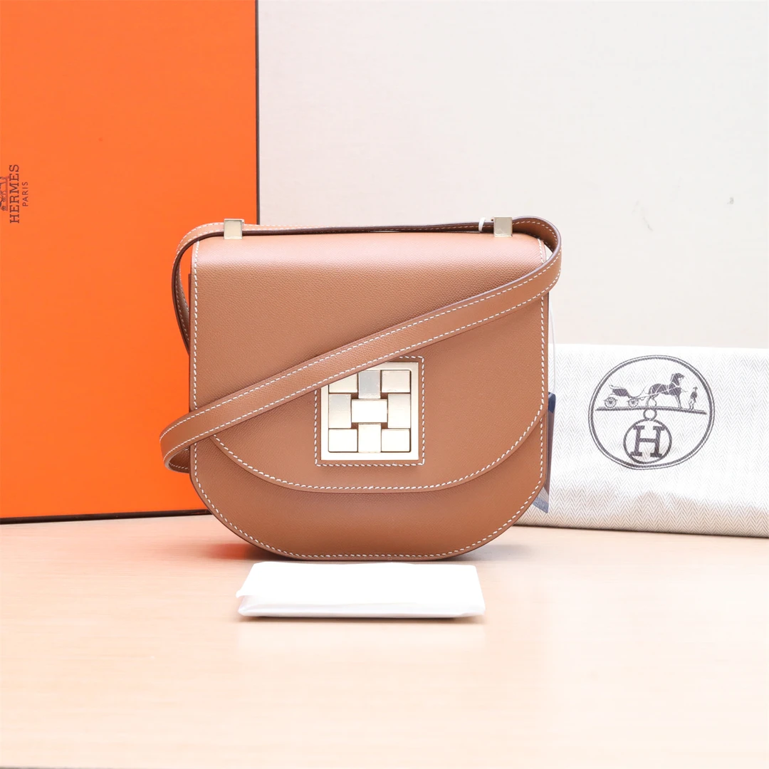 95新 Hermes/爱马仕 小花Jerry 马赛克 小号 金棕色 Ep皮 Y刻