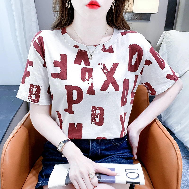 女士百搭白色短袖T恤女装夏天新款ins女士体恤减龄漂亮洋气上衣