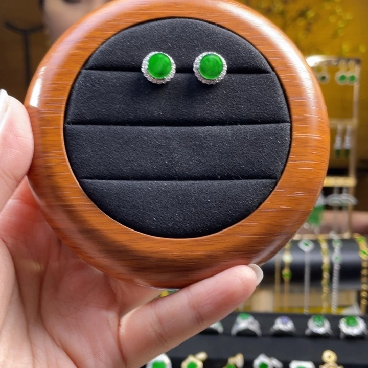 翡翠银S925镶嵌耳饰翡翠