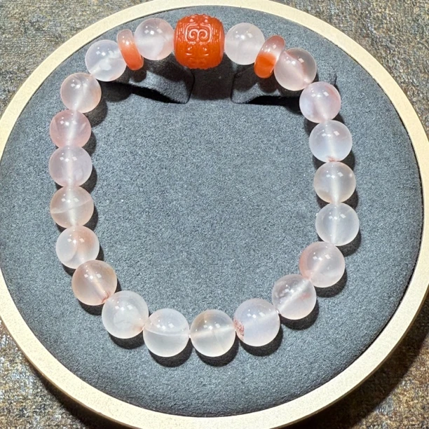 南红川料樱桃红冰飘荔枝冻单圈