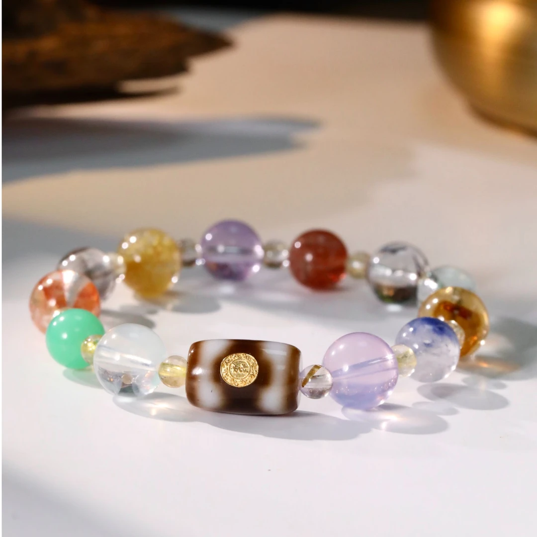 【嘉一珠宝】龙五爷生日限定·三眼财库K金镶嵌水晶多宝手串设计款