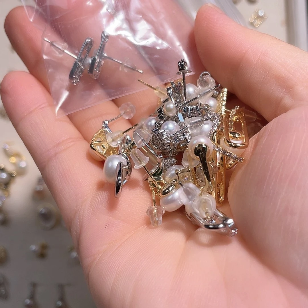 合金淡水珍珠耳饰