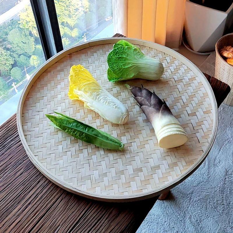 竹白簸箕次层手工编织绘画装饰干货晾晒竹盘竹制品竹编家庭生活