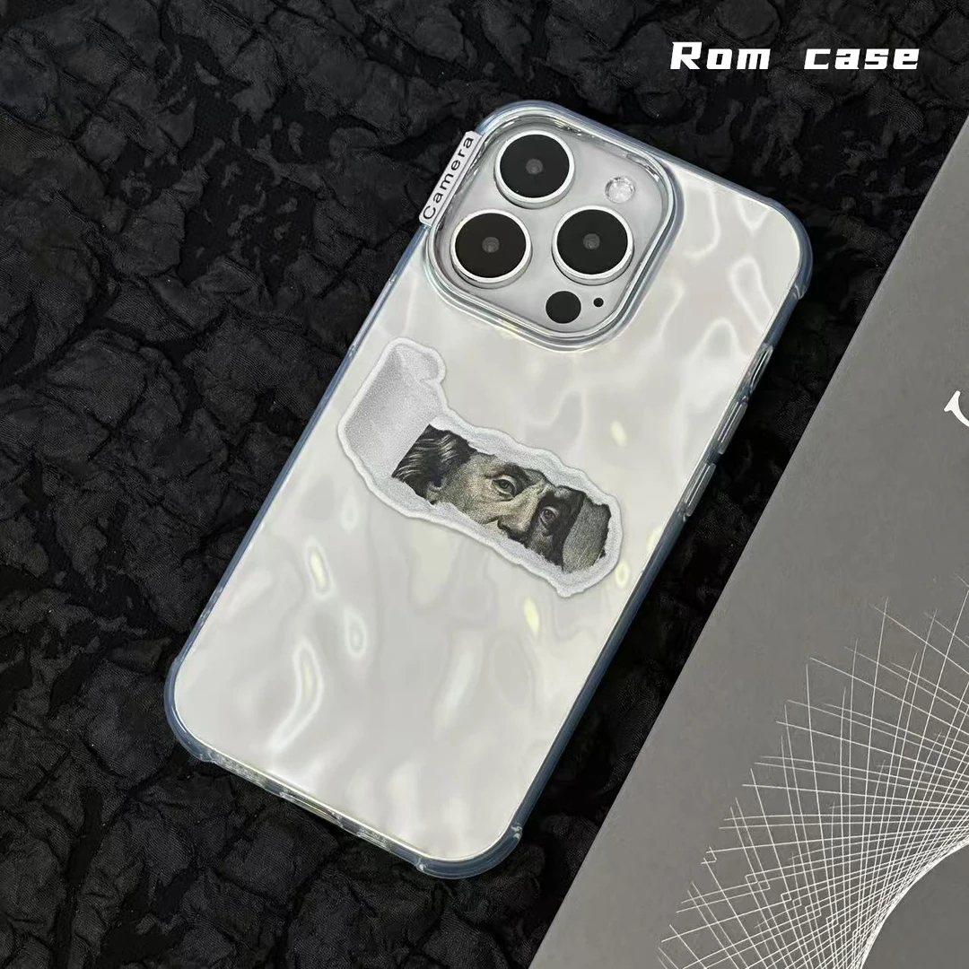 手机壳适用于苹果16p/15艺术美元撕页潮牌高级个性潮流防摔水波纹