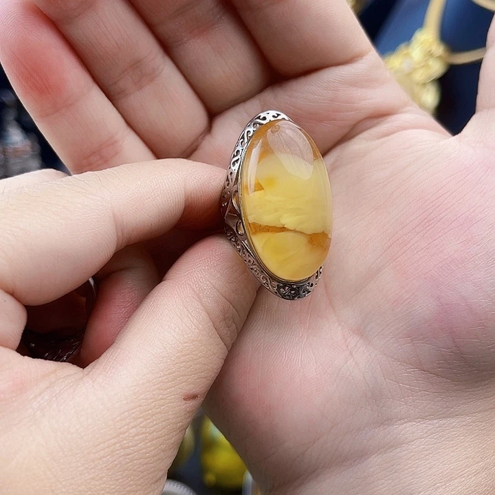 琥珀银S925镶嵌裸石