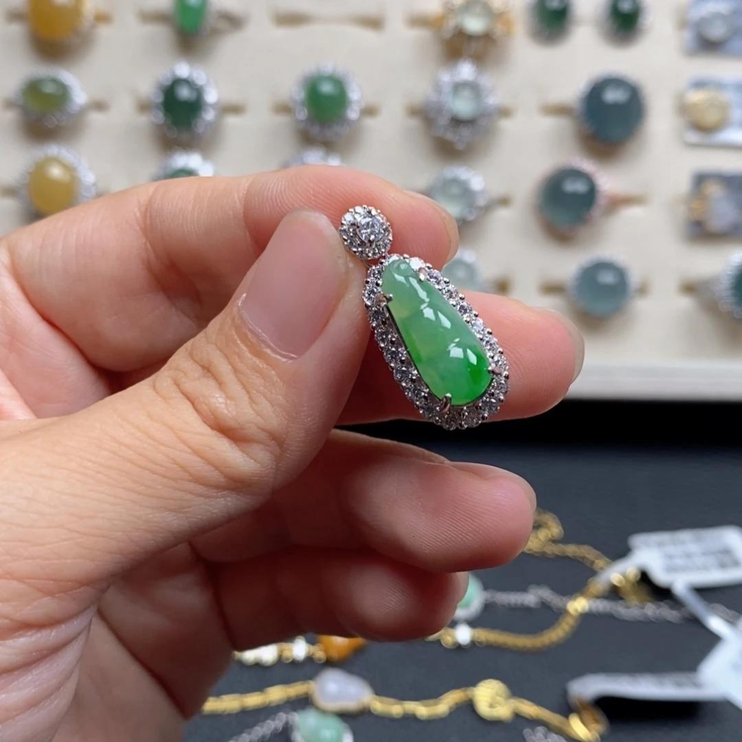 翡翠戒指银S925镶嵌一*.戒指