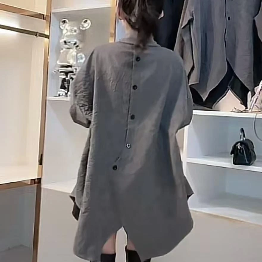 不规则设计感衬衫女爆款2025春秋新款小个子长袖气质上衣港味复古