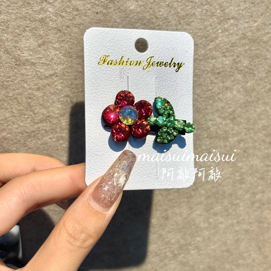 【阿敲】A1850~小花鸭嘴夹小号碎发夹可爱进口捷克钻发饰-麦穗头饰