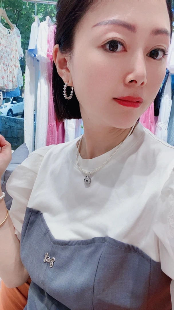 钛钢仿珍珠项链 熙雯家小众设计师熊猫珍珠项链