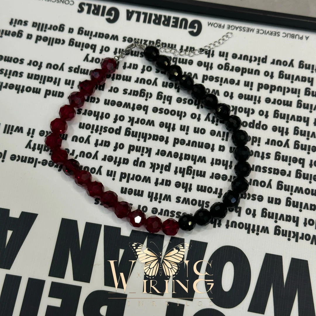 铜仿水晶项链 王大嘴原创 “黑红圆晶”奢华黑红撞色晶晶项链A454