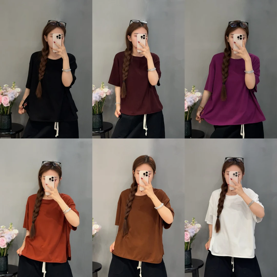 2025短袖新款卡通夏季时尚简约潮流圆领宽松休闲百搭棉半袖