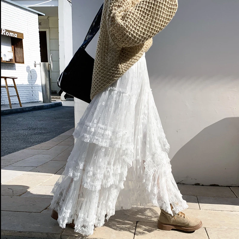 2025薄款内里 新款~ 法式花朵蕾丝半身裙女公主蓬蓬蛋糕长裙