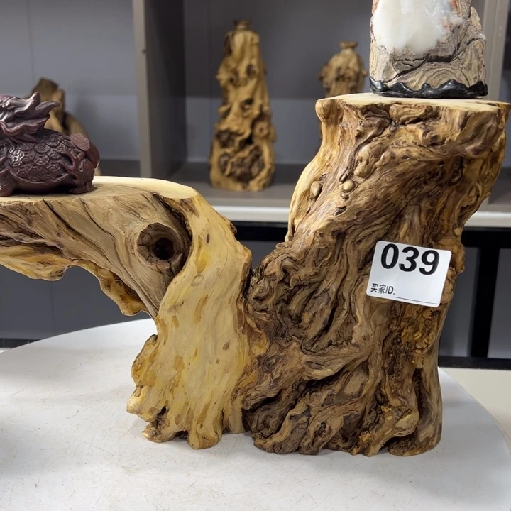 木石榴木榴疤底座摆件