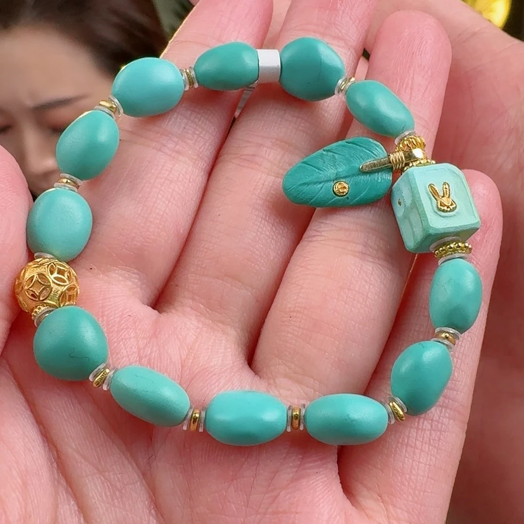 绿松石珠宝奇石18K金镶嵌