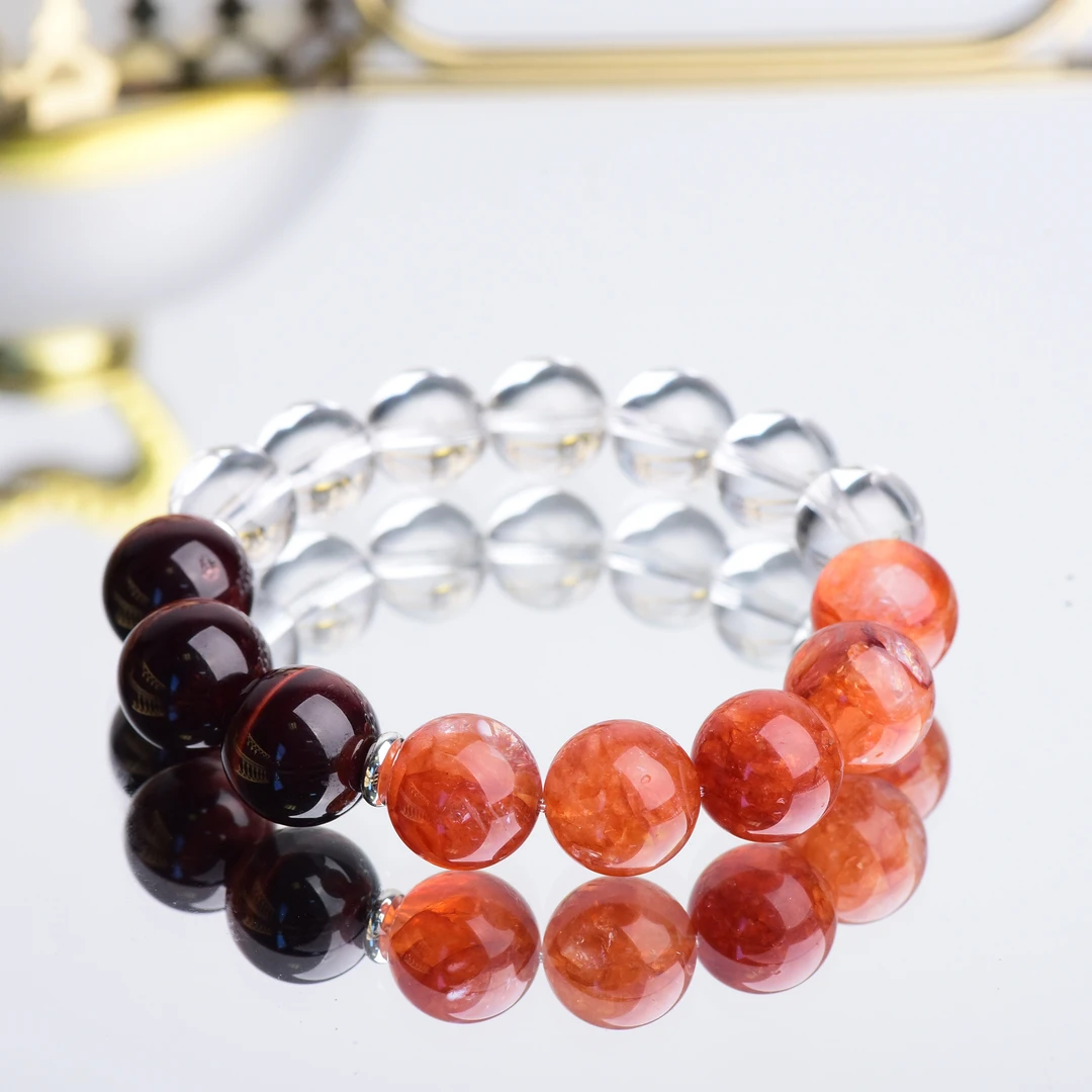 【冰魄玫瑰】白水晶12mm+红胶花13mm+红虎眼12mm 多样发其一A53