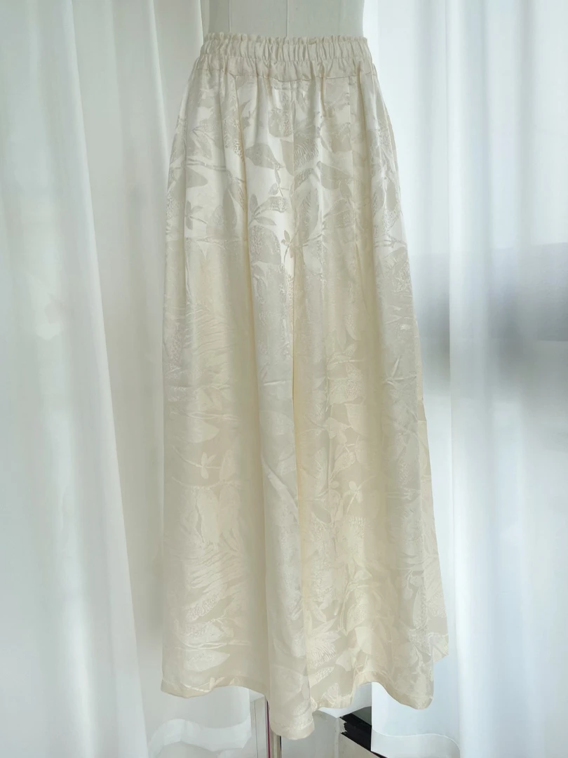 桑蚕丝真丝垂顺裸感真丝松紧腰裙裤女士防蚊裤薄款休闲时尚气质