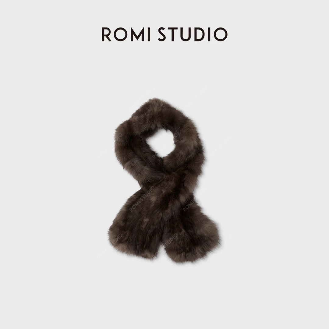 ROMI STUDIO“凛冬显贵”高品质紫丨貂皮柔顺显毛领围巾 RWCWP86494