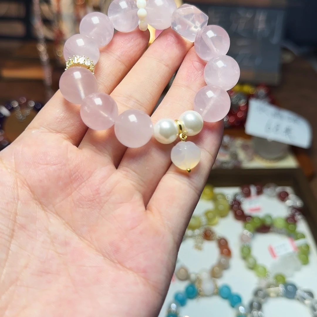 水晶手链合金讨**子粉水晶天然手串